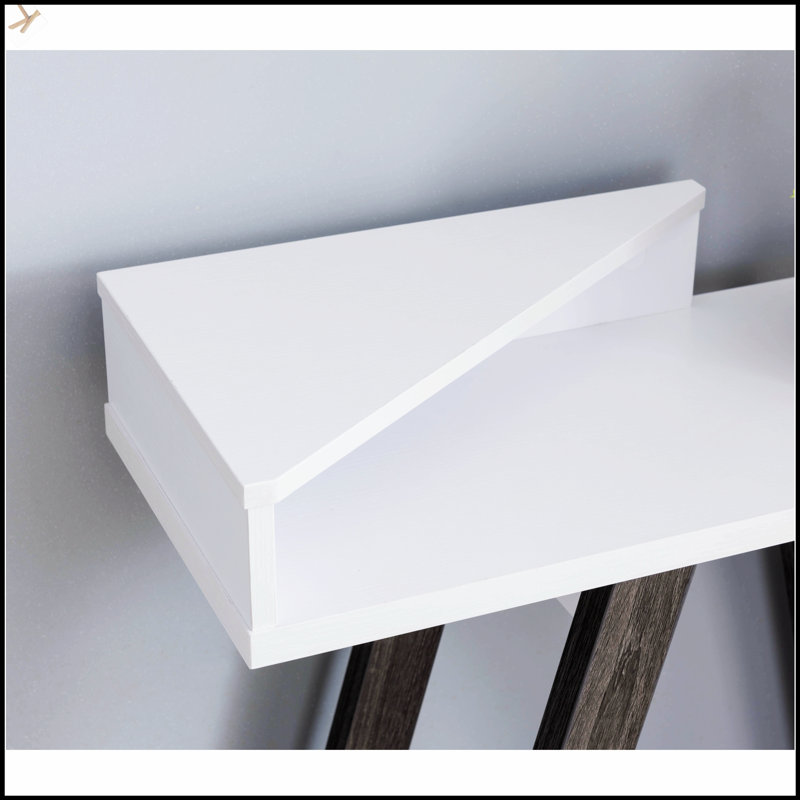 Contemporary Two Toned Console Table With Spacious Top And Shelves, Perfect For Display And Storage In Modern Homes., White