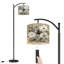 Lampe sur pied à arc à intensité variable avec télécommande Vintage Black White Floral Golden Grey