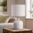 17.3" Ceramic Table Lamp with Distressed Stripes & Linen Shade