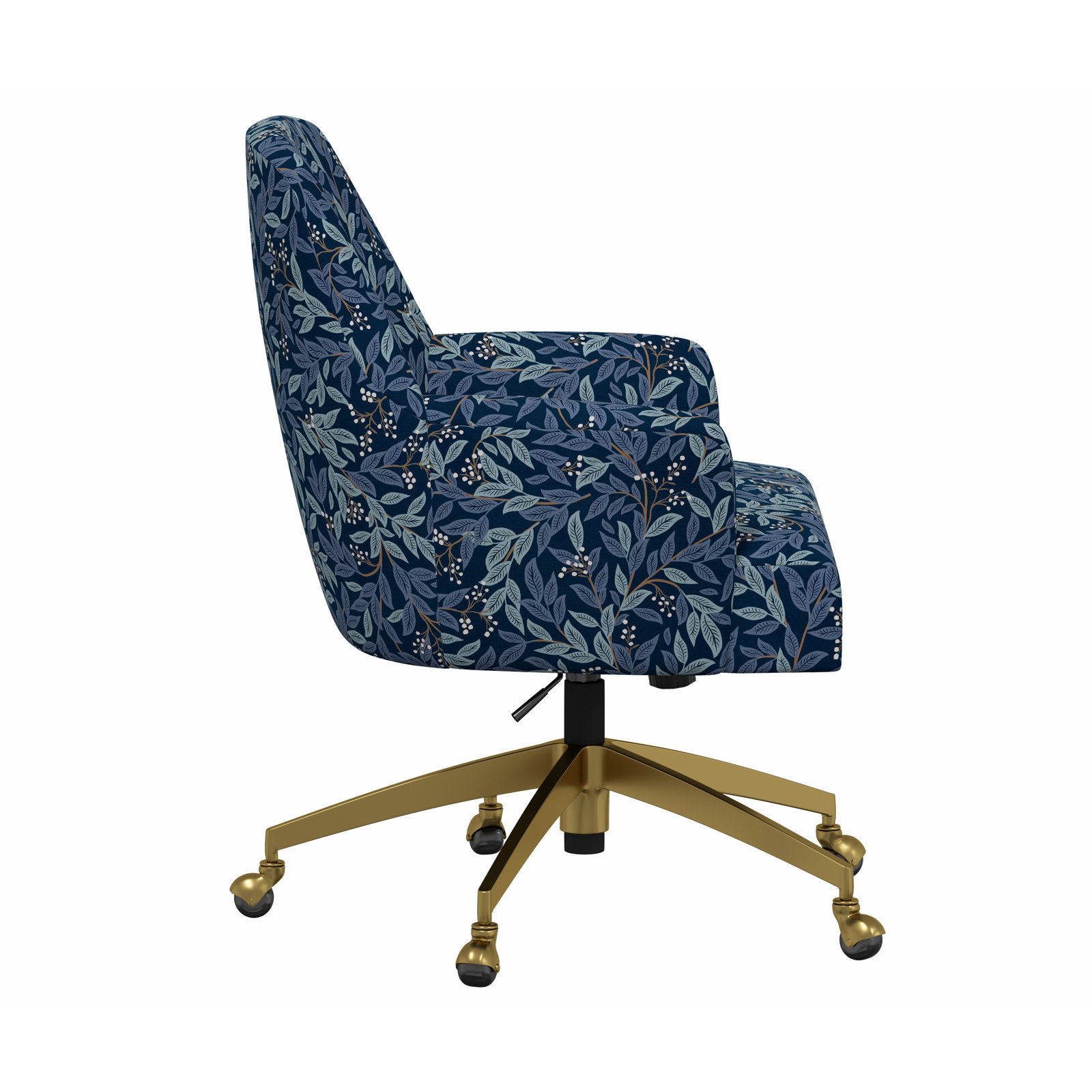 Rifle Paper Co. x Cloth & Company Yvette Office Chair, Rpc Willowberry Navy Linen, Brushed Gold