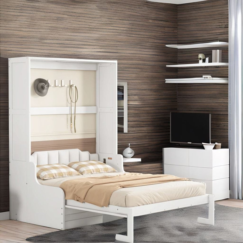 Lit escamotable avec rangement Mackworth, Blanc