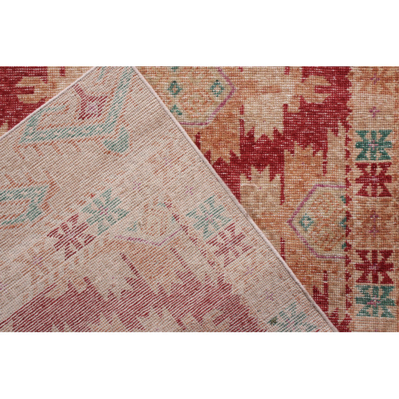 Distressed Homage Handmade Kilim Wool Geometric Area Rug, Runner 3' x 8'