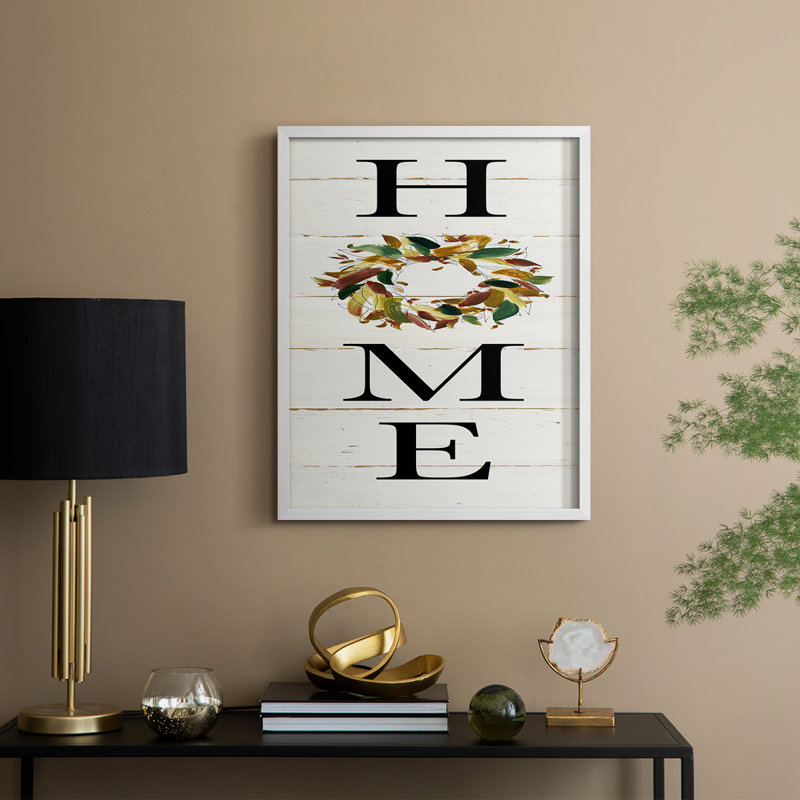 Reproduction encadrée de couronne Home Home - bois massif, H 11 po x l 9 po, Blanc