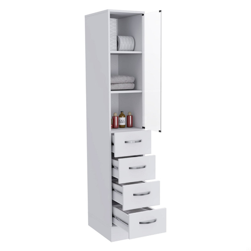 Armoire à linge Artic, trois tablettes, porte simple