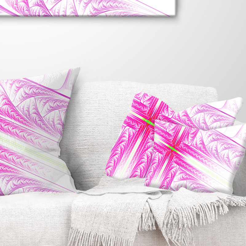 Fractal Cross Design - Coussin décoratif à imprimé abstrait, Rose