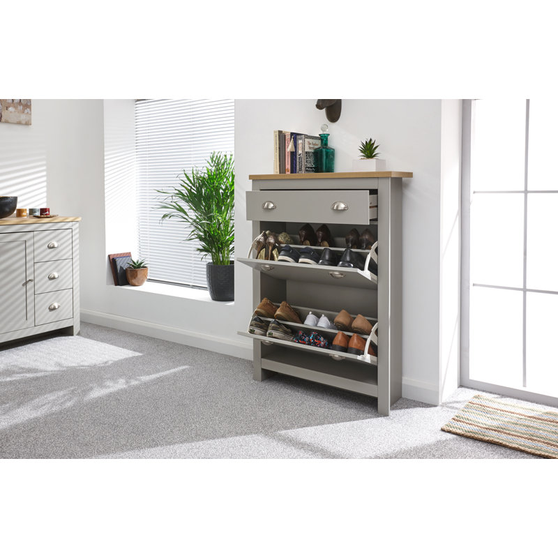 Renningers 12 Pair Shoe Storage Cabinet, Grey