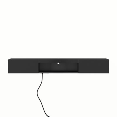 Floating TV Stand Wall Mounted With 20 Color Leds,63"" Modern TV Stand, Floating TV Cabinet Entertainment Center For 55 60 65 Inch TV,Black -  Ivy Bronx, 40649FC165D441B0807E01900FF7D236