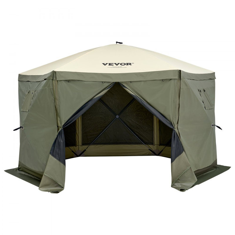 Pop Up Gazebo Tent, Pop-Up Screen Tent 6 Sided Canopy Sun Shelter with 6 Removable Privacy Wind Cloths & Mesh Windows, 11.5x11.5FT Quick Set Screen Tent with Mosquito Netting