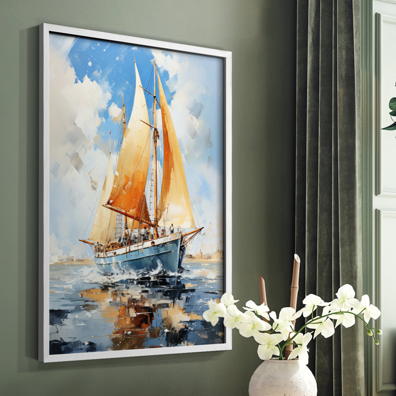 NAUTICAL Series CECXLIX - Impression encadrée de qualité supérieure - Prêt à être accroché - Aucun clou requis, Blanc / Blanc