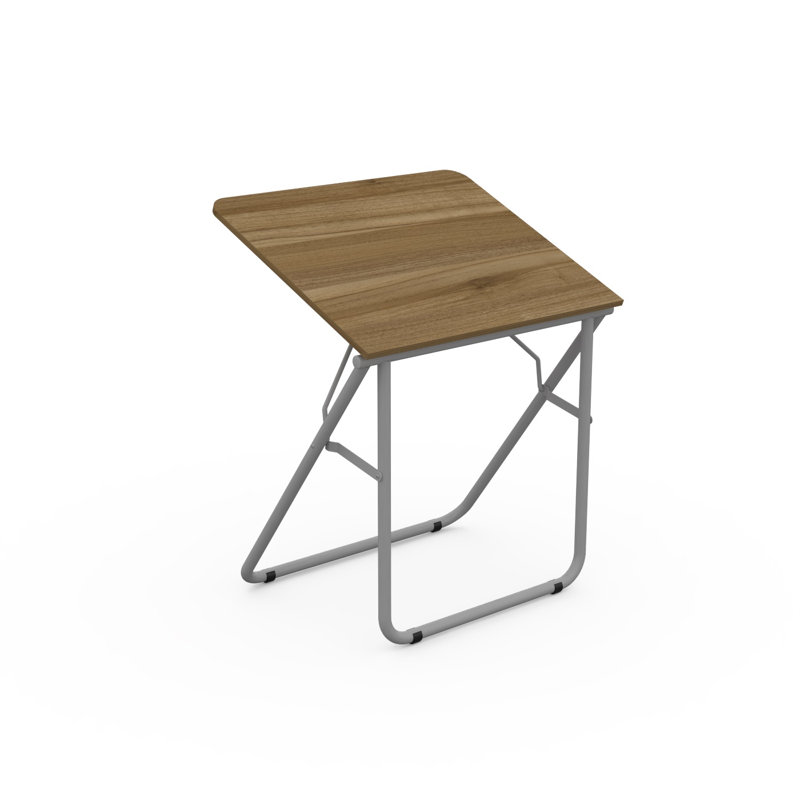 Brosen Metal Base Writing Desk, Grey, Walnut Troia