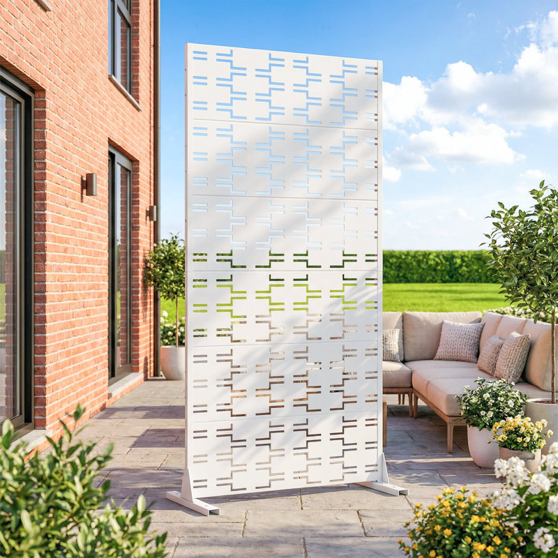 Panneau de clôture en métal pour l'extérieur, 72" H x 35" W x 16" D, Blanc
