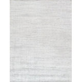Canvello Modern Hand-Loomed Ivory/Blue Bsilk & Wool Area Rug- 8' X 10'
