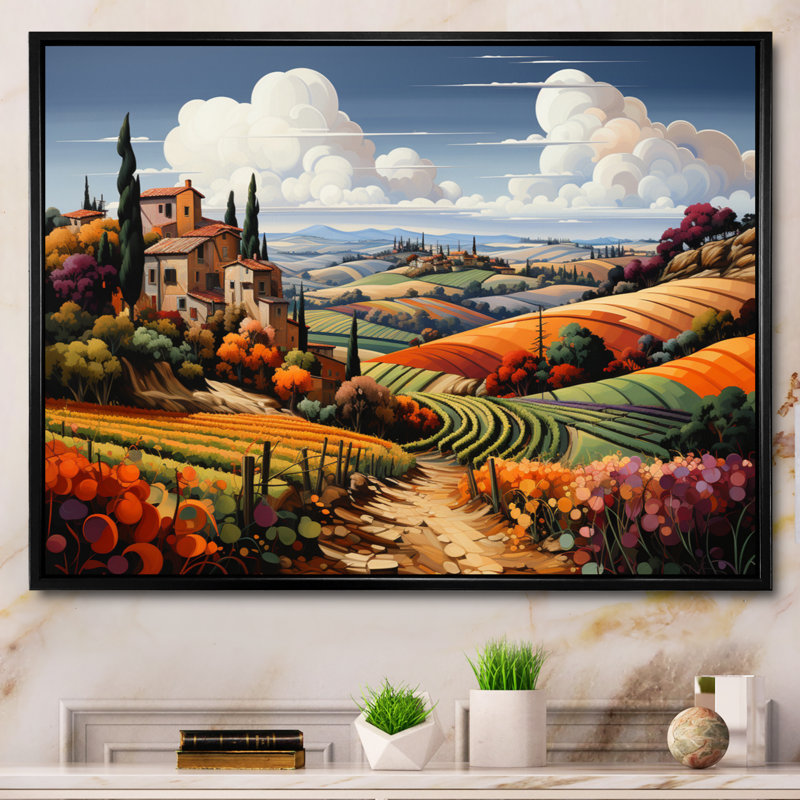 Italie, Toscane, vignobles I - Italie, impressions encadrées, H 12 po x l 20 po, Cadre flottant noir