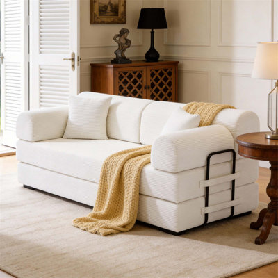 Boneless Convertible Corduroy Sleeper Sofa Bed With Fixed-Shape Frame, Multifunctional For Small Spaces And Comfort