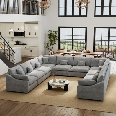 Canapé modulaire symétrique en U rembourré