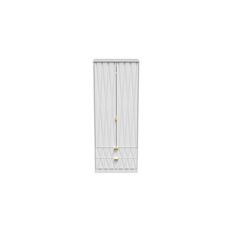 Fully Assembled Efka Diamond Wardrobe, White Matt Veneer