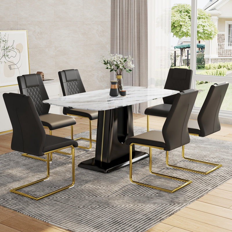 Ensemble de table et de chaises sans accoudoirs, ensemble de table de salle à manger pour le restaurant, la salle à manger et le salon