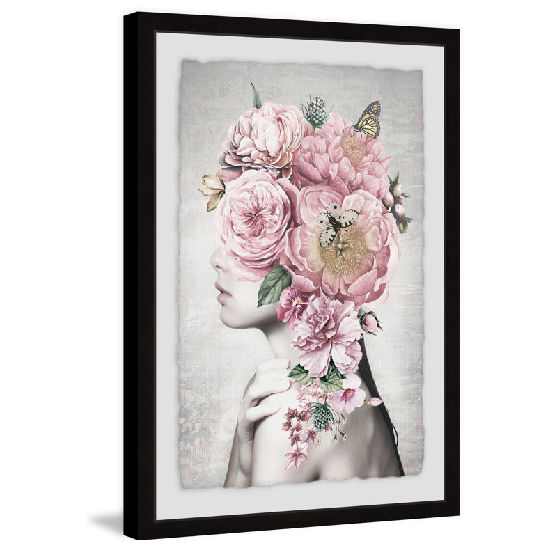 « floral cheveu », impression encadrée, H 18 po x l 12 po x P 1,5 po