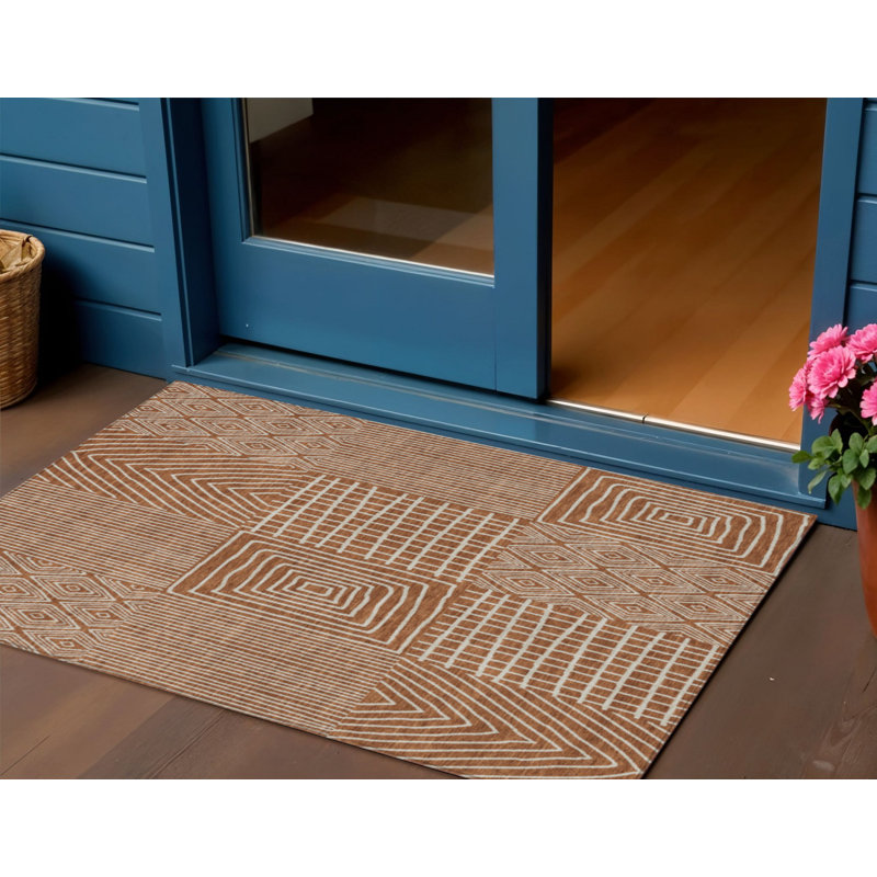 Tapis intérieur / extérieur brun lavable 3 pi x 5 pi