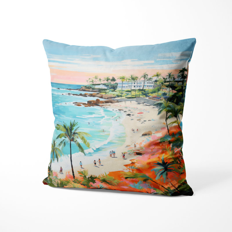 Coussin décoratif de plage - Coussin décoratif pastel, H 16 po x l 16 po