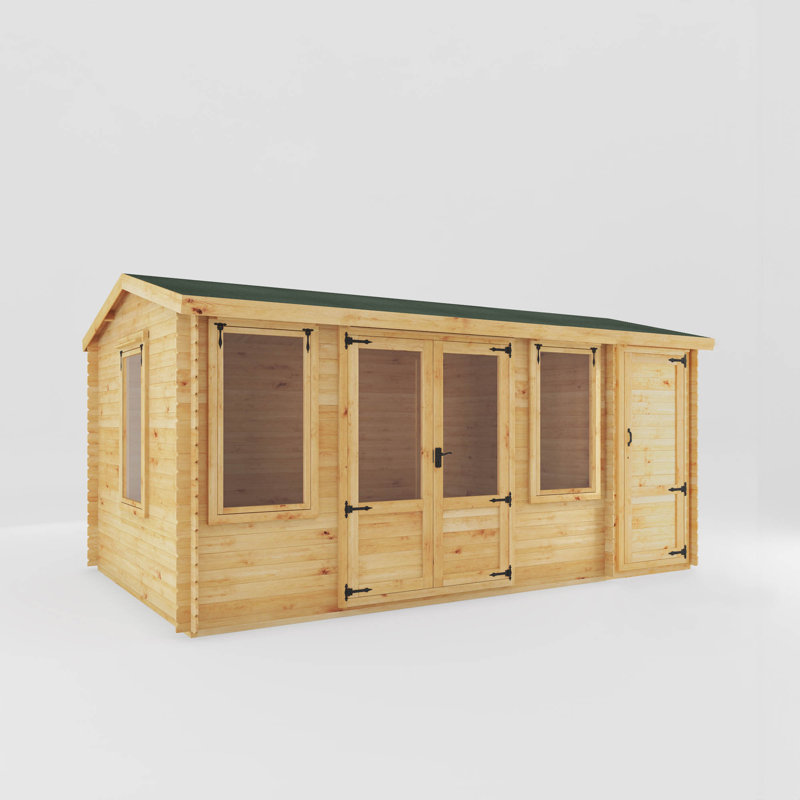 Mercia 17ft x 10ft Reverse Apex Log Cabin With Side Shed (19mm)