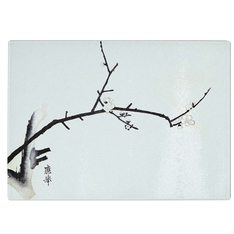 Tempered Glass Blossom Branch Chopping Board, 39 cm W x 28.5 cm L