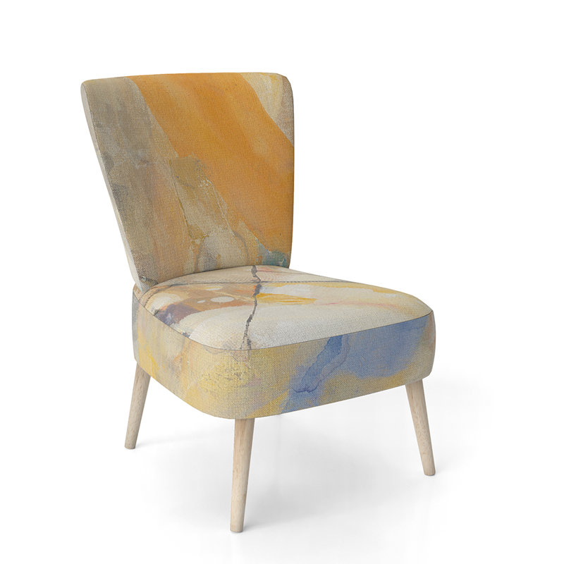 Confettis minimaliste / forme géométrique abstraite - chaise d'appoint rembourrée moderne, Jaune