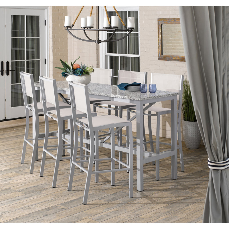 Travira Outdoor Bar Stool, Natural Sling