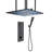 BathSelect Gaeta 20" Matte Black Thermostatic Ceiling Mount Mist Rainfall Shower System with Square Handheld Shower
