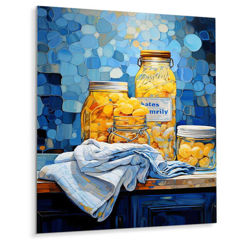 Détergent à lessive bleu et jaune III - Art mural en métal, H 20 po x l 12 po x P 1 po
