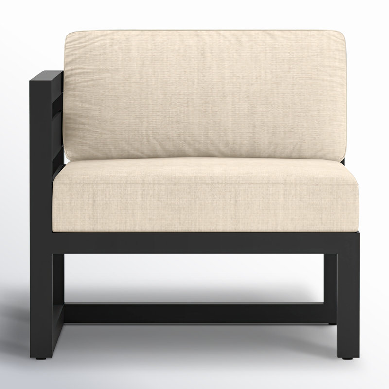 Avion 4 Piece Sectional Set, Canvas Flax Sunbrella® Canvas, Black