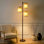 Lampe sur pied 3 lumières DEL de style Mid-Century moderne avec abat-jour tambour en tissu 74 po Liam