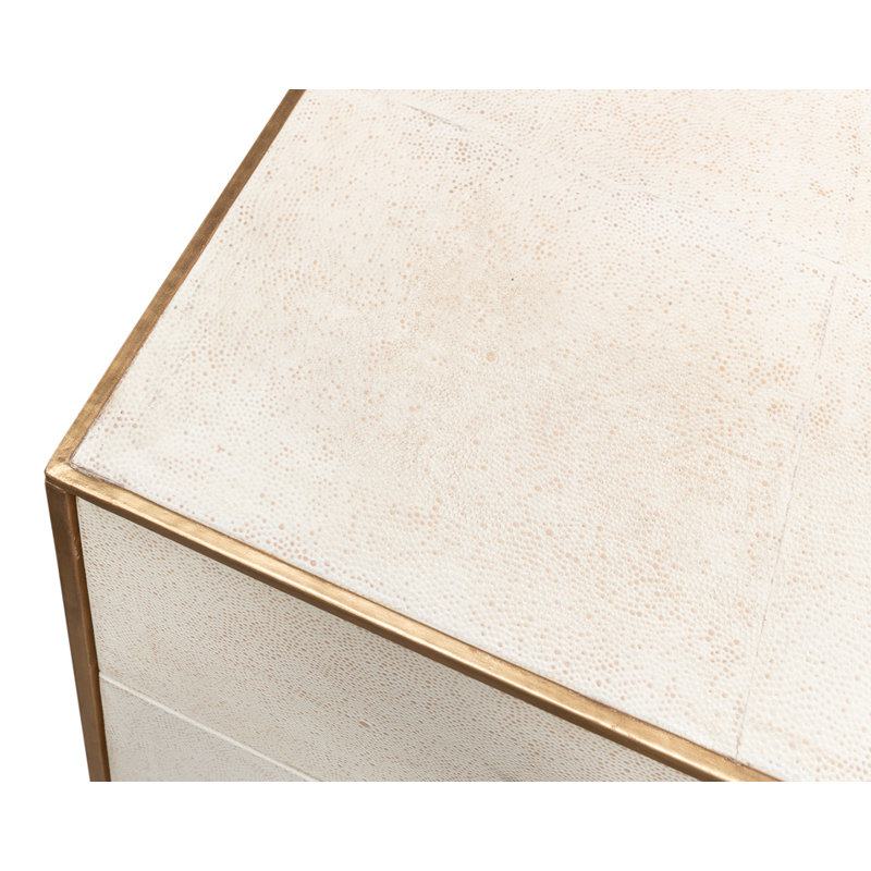 Shagreen 3 - Drawer Solid Wood Nightstand, Osprey White