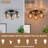 3-Light Amber Globe Semi-Flush Mount Ceiling Light With Glass Shades, Matte Black Curved Bracket, 17" Wide Modern Cluster Fixture, E26 Base, ETL Listed - Industrial Vintage Style For Dining Room Living Room Foyer