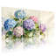 Aquarelle, hortensia, art mural sur toile, ensemble de 3 panneaux, style boho chic pour le salon ou la chambre à coucher-2076799993