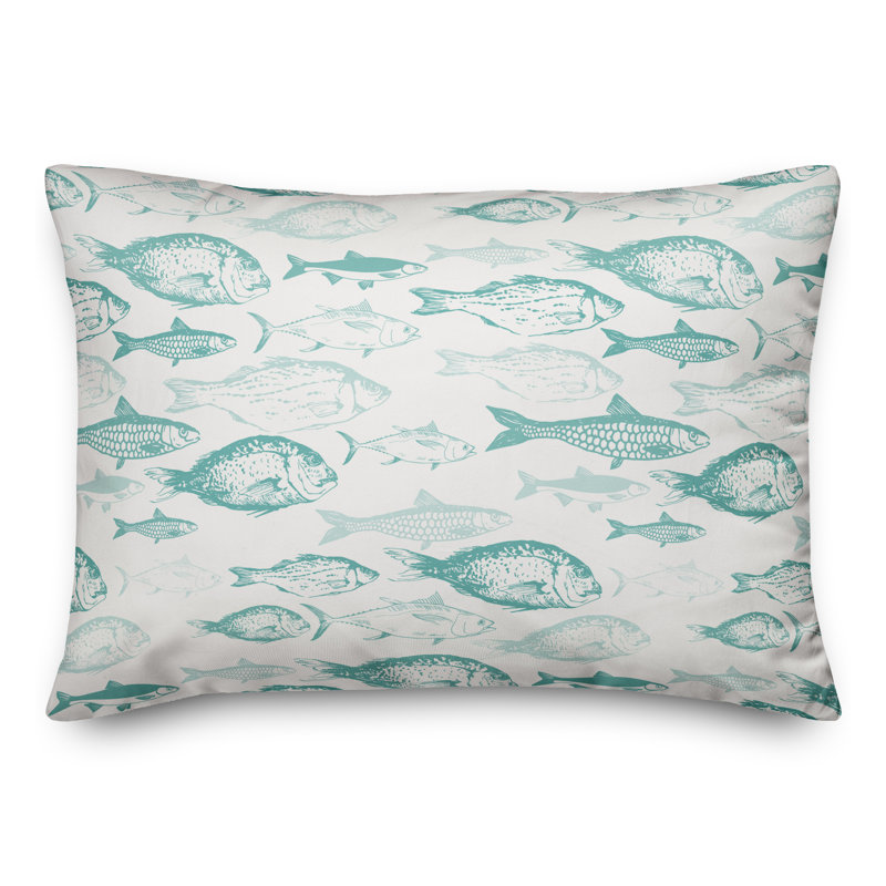  Housse et insert de coussin rectangulaire Shades of Fish, Bleu sarcelle