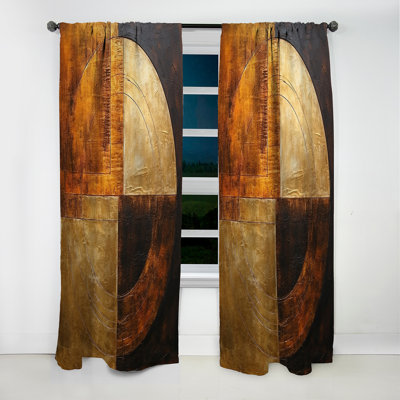 Bronze Brilliance Symmetry - Abstract Shapes Curtain - Blackout Abstract Curtain - 1 Panels