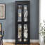 Armoire à vin lumineuse en verre avec conception à six niveaux, cloison mobile, charnière pour et tablettes de rangement de collection, charnières, éclairage ambiant