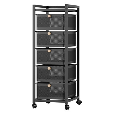4/5/6 Tiers Slim Rolling Storage Cart, Fruit Vegetable Storage Cart, Narrow Metal Storage Cart with Pull-Out Basket, Fruit Vegetable Metal Wire Shelf for Living Room, Kitchen