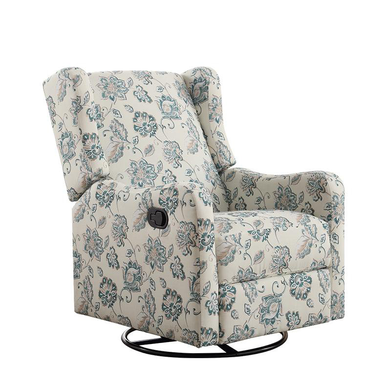 Asire 27.5" Floral Manual Swivel Glider Rocking Upholstered Recliner with Wingback, Green
