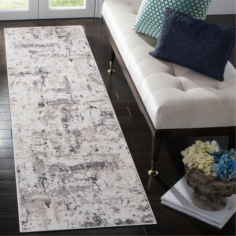 Collection 2X8 Cream/Brown /Abstract Non-Shedding Living Room Bedroom Dining Home Office Stylish And Stain Resistant Area Rug