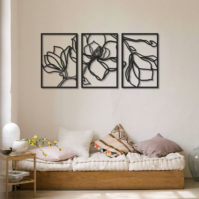 Accessoire mural décoratif en métal, acier noir, 11,8 po x 17,7 po | 100% acier, épaisseur: 0,05 pouce | Léger (1,1 lb), design durable et élégant pour la décoration intérieure, esthétique moderne pour n'importe quelle pièce