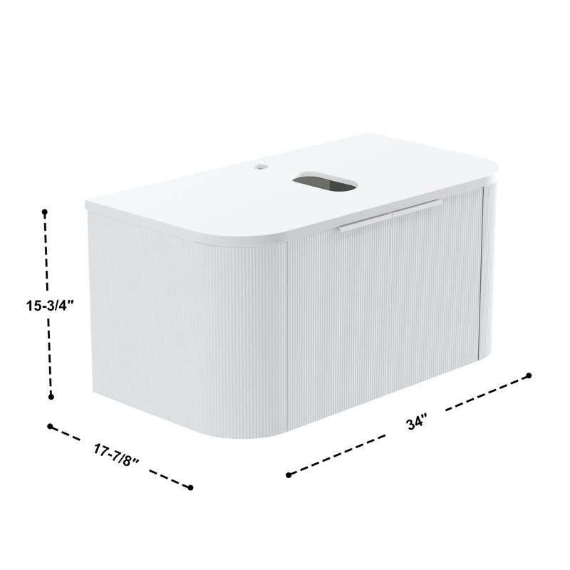 34" Single Vanity Set In Base With Sink, Black, White