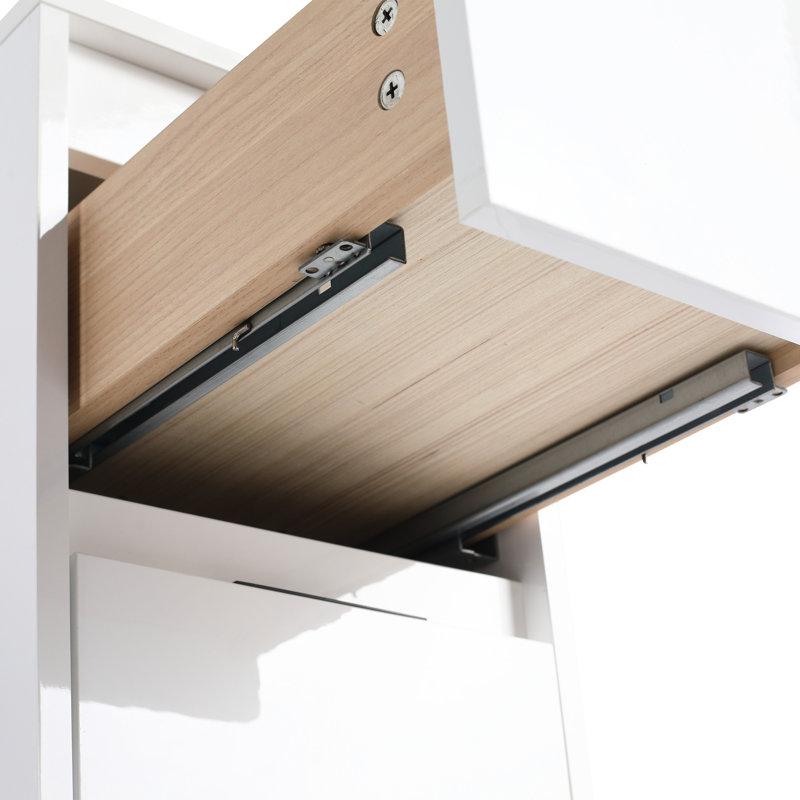 Meuble-lavabo autoportant de 48 po avec lavabo en résine, 2 rangements, deux armoires murales, système de fermeture en douceur, contreplaqué blanc brillant pour une mise à niveau de conception efficace