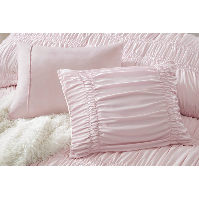 Ivy 5PCS Comforter Set, Full/Queen, Pink