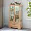 Vitrine lumineuse en verre avec tablettes réglables - 2 portes, 1 tiroir, lumières DEL, finition chêne clair élégant
