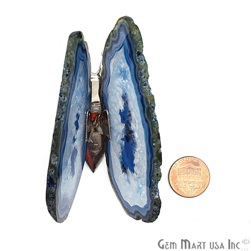 Desriee Agate Slice Butterfly Figurine, Blue