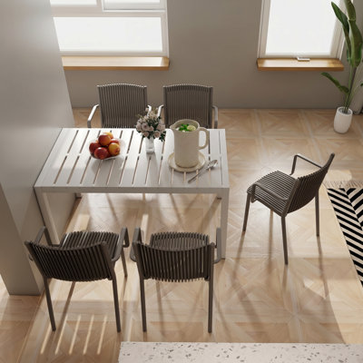 Summer 20.08" W x 21.26" D x 31.5" H Ergonomic Slatted Stackable Polypropylene Patio Armchair (Set of 4)
