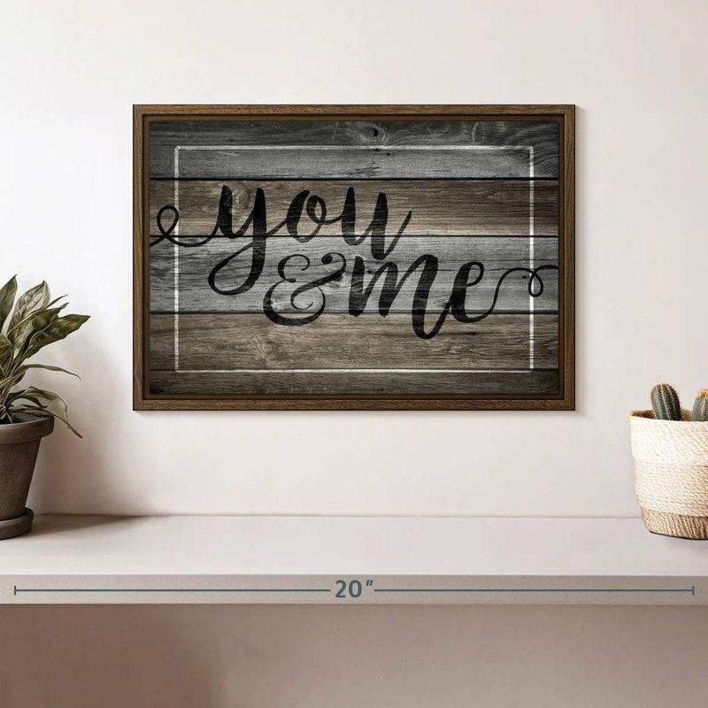 Plaque murale "You And Me", 13 po x 9 po, Cadre flottant en noyer