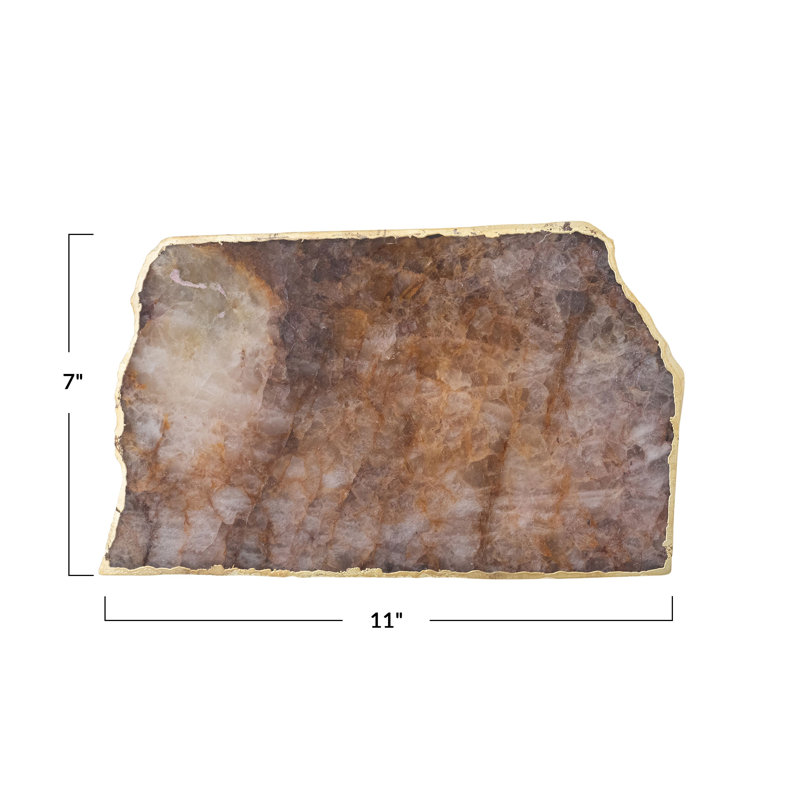 Agate Slab Tray with Electroplated Edge